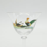 Georgian Polychrome Painted Glass Cock Fighting Interest Wine Glass Antique
