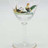 Georgian Polychrome Painted Glass Cock Fighting Interest Wine Glass Antique