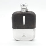 Large Victorian Silver Plated Leather Crested Hip Flask c1890 Dixon & Sons
