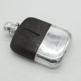 Large Victorian Silver Plated Leather Crested Hip Flask c1890 Dixon & Sons