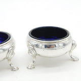 George II Pair of Sterling Silver Salt Cellars Antique 1749 London John Harvey
