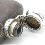 Large Victorian Silver Plated Leather Crested Hip Flask c1890 Dixon & Sons
