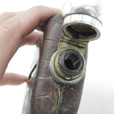 Large Victorian Silver Plated Leather Crested Hip Flask c1890 Dixon & Sons