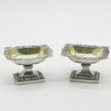 18th Century French Pair of Sterling Silver Pedestal Salt Cellars Antique c1800