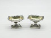 18th Century French Pair of Sterling Silver Pedestal Salt Cellars Antique c1800