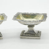 18th Century French Pair of Sterling Silver Pedestal Salt Cellars Antique c1800