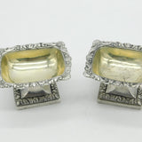 18th Century French Pair of Sterling Silver Pedestal Salt Cellars Antique c1800