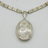 Victorian Sterling Silver Floral Sweetheart Locket Collar Necklace Antique 1885 Birmingham