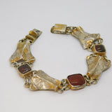 Studio Jewellery Sterling Silver & Agate Panel Statement Bracelet Vintage c1990