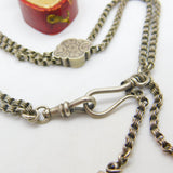 Sterling Silver Albertina Fob Watch Chain Twin Tassels Antique Victorian c1880