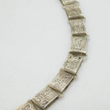 Victorian Sterling Silver Floral Sweetheart Locket Collar Necklace Antique 1885 Birmingham