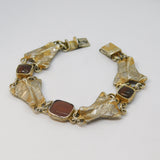 Studio Jewellery Sterling Silver & Agate Panel Statement Bracelet Vintage c1990