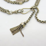 Sterling Silver Albertina Fob Watch Chain Twin Tassels Antique Victorian c1880