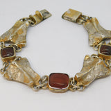 Studio Jewellery Sterling Silver & Agate Panel Statement Bracelet Vintage c1990