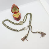 Sterling Silver Albertina Fob Watch Chain Twin Tassels Antique Victorian c1880