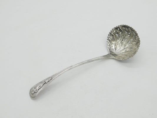 Large Georgian Sterling Silver Ornate Sugar Caster Ladle 1795 London Antique