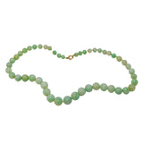 19th Century 9ct Gold Carved Green Jade Graduated Bead Necklace Antique c1860