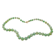 19th Century 9ct Gold Carved Green Jade Graduated Bead Necklace Antique c1860