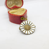 Danish Sterling Silver Gilt & Enamel Bernard Hertz Daisy Flower Brooch c1950