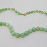 19th Century 9ct Gold Carved Green Jade Graduated Bead Necklace Antique c1860
