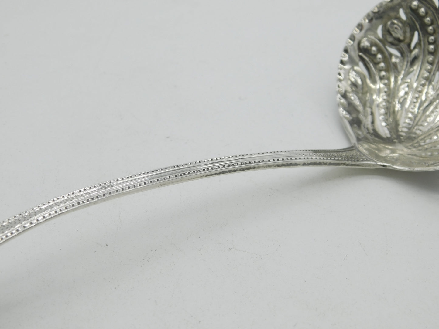 Large Georgian Sterling Silver Ornate Sugar Caster Ladle 1795 London Antique