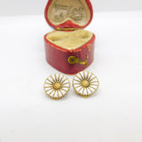Danish Sterling Silver Gilt & Enamel Daisy Flower Clip-On Earrings c1950