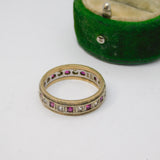 9ct Bi-Colour Gold, Ruby & Spinel Set Eternity Ring Vintage 1964 Birmingham