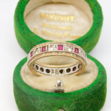9ct Bi-Colour Gold, Ruby & Spinel Set Eternity Ring Vintage 1964 Birmingham