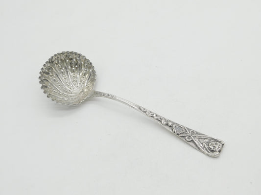 Georgian Ornate Sterling Silver Sugar Caster Ladle Cherub 1799 London Antique