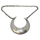 George III Sterling Silver Crescent Form Rum Decanter Label Antique 1806 Birmingham