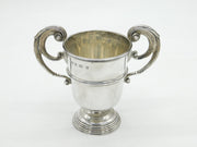 Victorian Sterling Silver Scroll Handle Trophy Cup Antique 1901 Birmingham