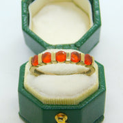 9ct Yellow Gold Five-Stone Fire Opal Dress Ring Vintage c1990 London