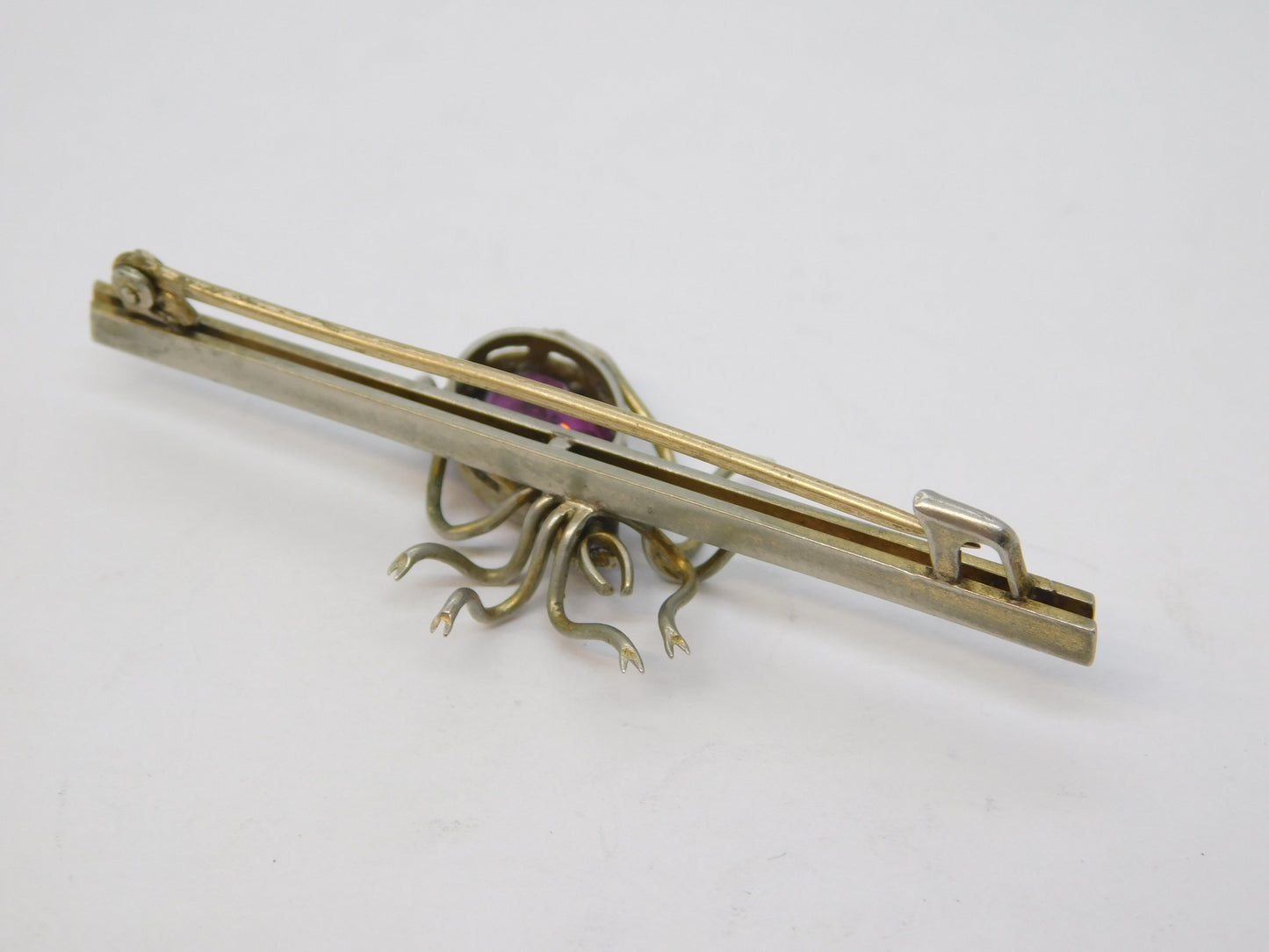 Edwardian Silver Plated Purple Paste Set Spider Insect Brooch Antique c1910