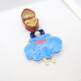 Lea Stein Paris Cowgirl with Hat & Dress Brooch Pin Vintage c1960