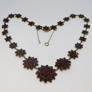 19th Century Austro-Hungarian Sterling Silver & Garnet Floral Necklace Antique c1850
