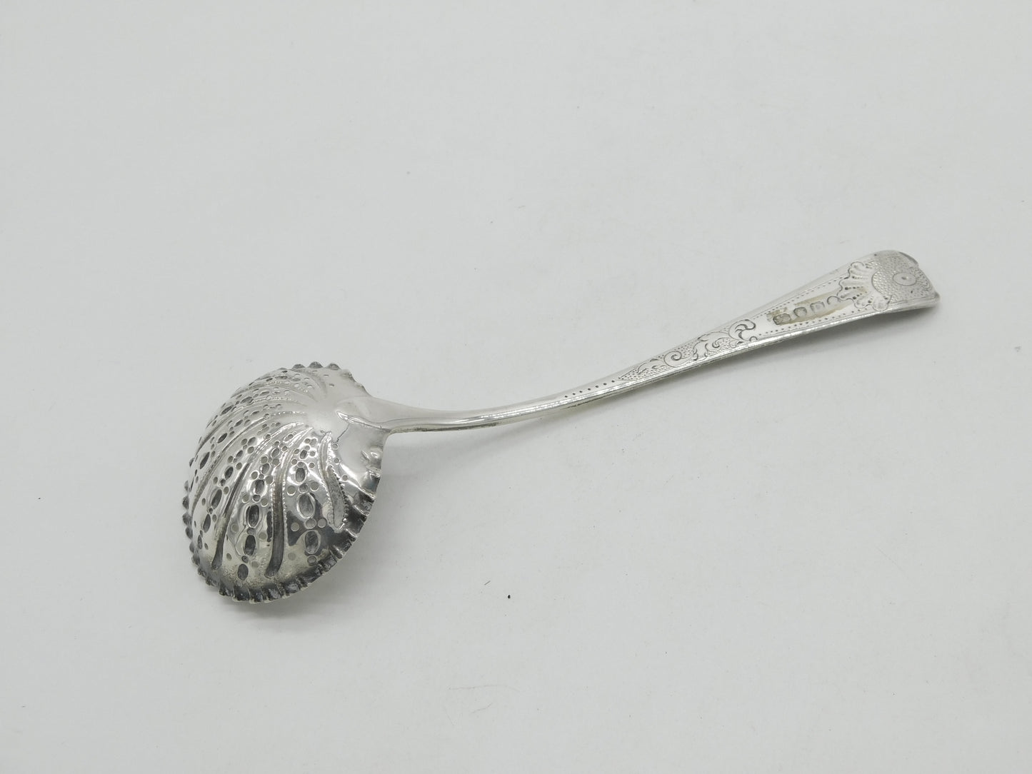 Georgian Ornate Sterling Silver Sugar Caster Ladle Cherub 1799 London Antique