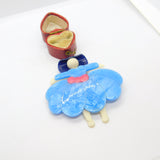 Lea Stein Paris Cowgirl with Hat & Dress Brooch Pin Vintage c1960