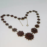 19th Century Austro-Hungarian Sterling Silver & Garnet Floral Necklace Antique c1850