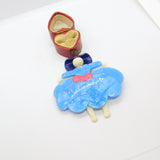 Lea Stein Paris Cowgirl with Hat & Dress Brooch Pin Vintage c1960