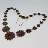 19th Century Austro-Hungarian Sterling Silver & Garnet Floral Necklace Antique c1850