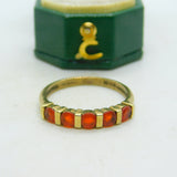 9ct Yellow Gold Five-Stone Fire Opal Dress Ring Vintage c1990 London