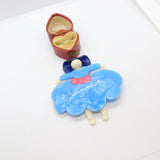 Lea Stein Paris Cowgirl with Hat & Dress Brooch Pin Vintage c1960