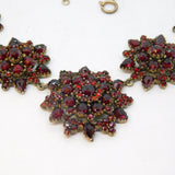19th Century Austro-Hungarian Sterling Silver & Garnet Floral Necklace Antique c1850