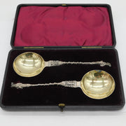 Victorian Pair of Sterling Silver Apostle Dessert Spoons Antique 1901 Chester