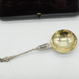 Victorian Pair of Sterling Silver Apostle Dessert Spoons Antique 1901 Chester