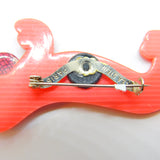 Lea Stein Paris Marked Sausage Dog Brooch Pin Vintage c1960