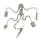 19th Century French Silver Plated Multi-Tool Sewing Chatelaine Antique c1860
