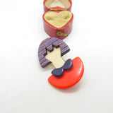 Lea Stein Paris Marked Ladies Face Brooch Pin Vintage c1960
