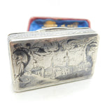 Victorian Russian 84 .875 Silver & Niello Enamel Snuff Box City Scene Moscow