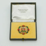 Edwardian Boxed 9ct Gold Enamel & Sapphire Mayoress of Gloucester Brooch Antique